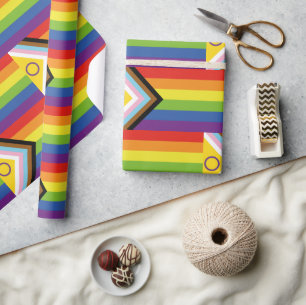 SlipperyJoe Intersex Progress Pride Flag rainbow s Wrapping Paper