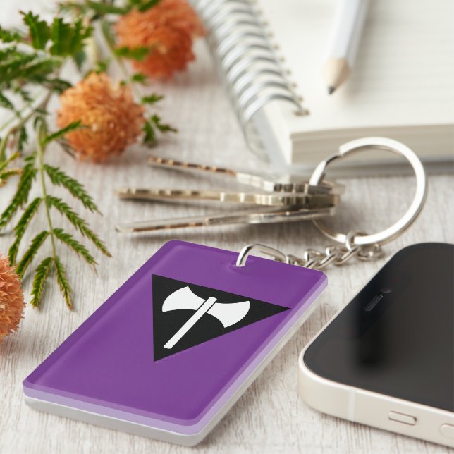 SlipperyJoe lesbian pride flag powerful gay femini Key Ring (Front Right)