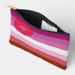SlipperyJoe lipstick lesbian pride flag feminine c Accessory Pouch