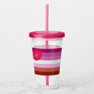 SlipperyJoe lipstick lesbian pride flag feminine c Acrylic Tumbler