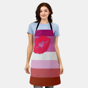 SlipperyJoe lipstick lesbian pride flag feminine c Apron