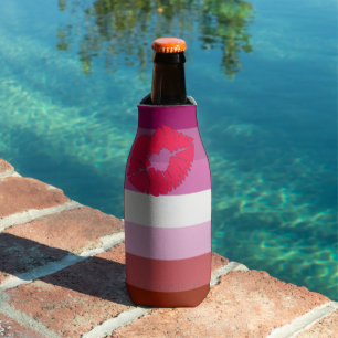 SlipperyJoe lipstick lesbian pride flag feminine c Bottle Cooler