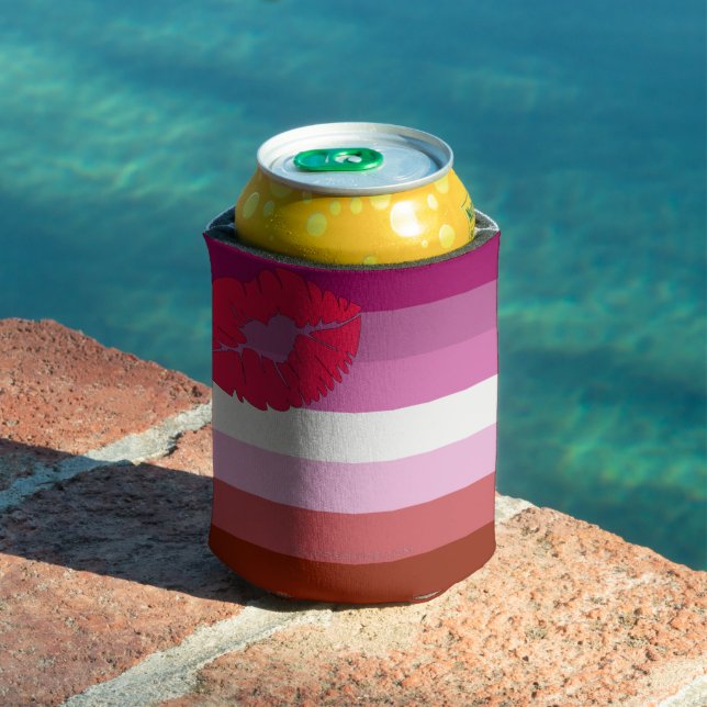 SlipperyJoe lipstick lesbian pride flag feminine c Can Cooler (In Situ Pool)