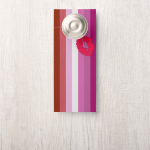 SlipperyJoe lipstick lesbian pride flag feminine c Door Hanger