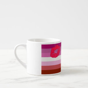 SlipperyJoe lipstick lesbian pride flag feminine c Espresso Cup