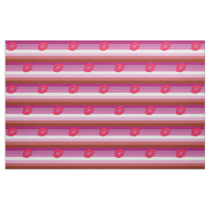 SlipperyJoe lipstick lesbian pride flag feminine c Fabric