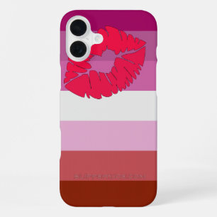 SlipperyJoe lipstick lesbian pride flag feminine c iPhone 16 Plus Case
