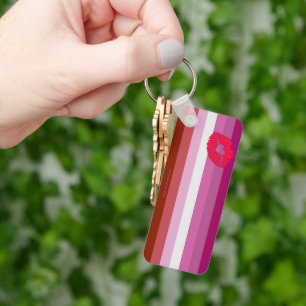 SlipperyJoe lipstick lesbian pride flag feminine c Key Ring