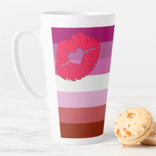 SlipperyJoe lipstick lesbian pride flag feminine c Latte Mug