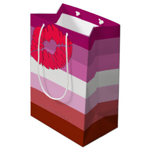 SlipperyJoe lipstick lesbian pride flag feminine c Medium Gift Bag