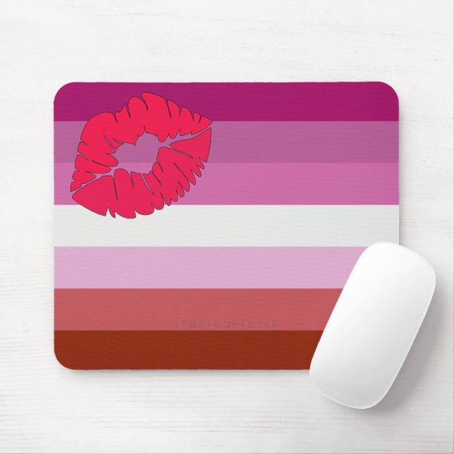 SlipperyJoe lipstick lesbian pride flag feminine c Mouse Pad (With Mouse)