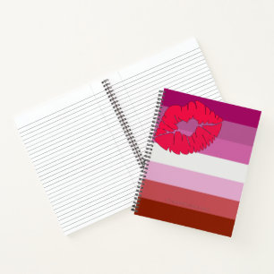 SlipperyJoe lipstick lesbian pride flag feminine c Notebook