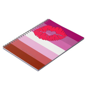 SlipperyJoe lipstick lesbian pride flag feminine c Notebook