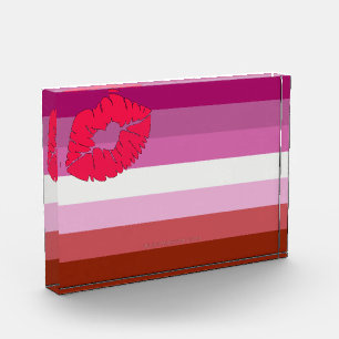 SlipperyJoe lipstick lesbian pride flag feminine c Photo Block