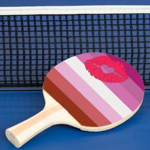 SlipperyJoe lipstick lesbian pride flag feminine c Ping Pong Paddle