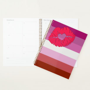 SlipperyJoe lipstick lesbian pride flag feminine c Planner