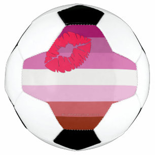 SlipperyJoe lipstick lesbian pride flag feminine c Soccer Ball