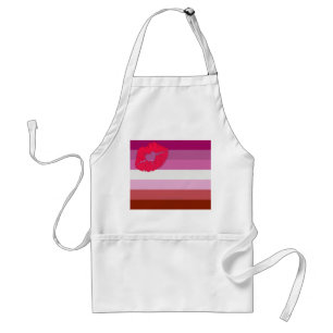 SlipperyJoe lipstick lesbian pride flag feminine c Standard Apron