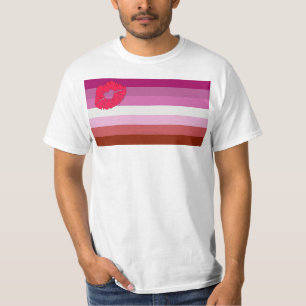 SlipperyJoe lipstick lesbian pride flag feminine c T-Shirt