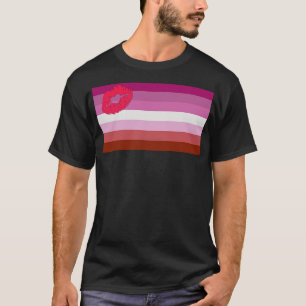SlipperyJoe lipstick lesbian pride flag feminine c T-Shirt