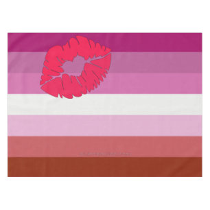 SlipperyJoe lipstick lesbian pride flag feminine c Tablecloth