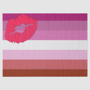 SlipperyJoe lipstick lesbian pride flag feminine c Tissue Paper