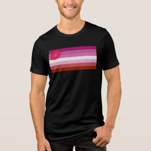 SlipperyJoe lipstick lesbian pride flag feminine c Tri-Blend Shirt
