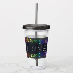 SlipperyJoe love bubbles red orange yellow green c Acrylic Tumbler