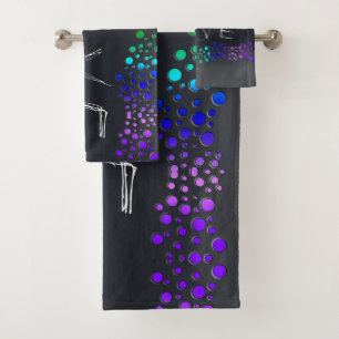 SlipperyJoe love bubbles red orange yellow green c Bath Towel Set