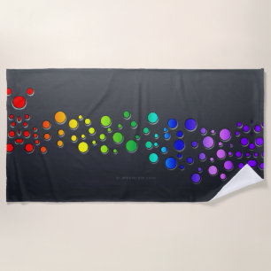 SlipperyJoe love bubbles red orange yellow green c Beach Towel