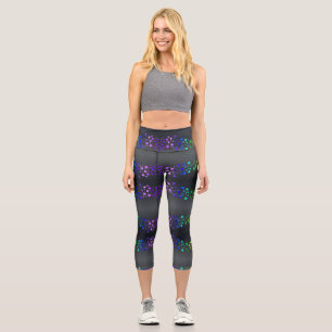 SlipperyJoe love bubbles red orange yellow green c Capri Leggings