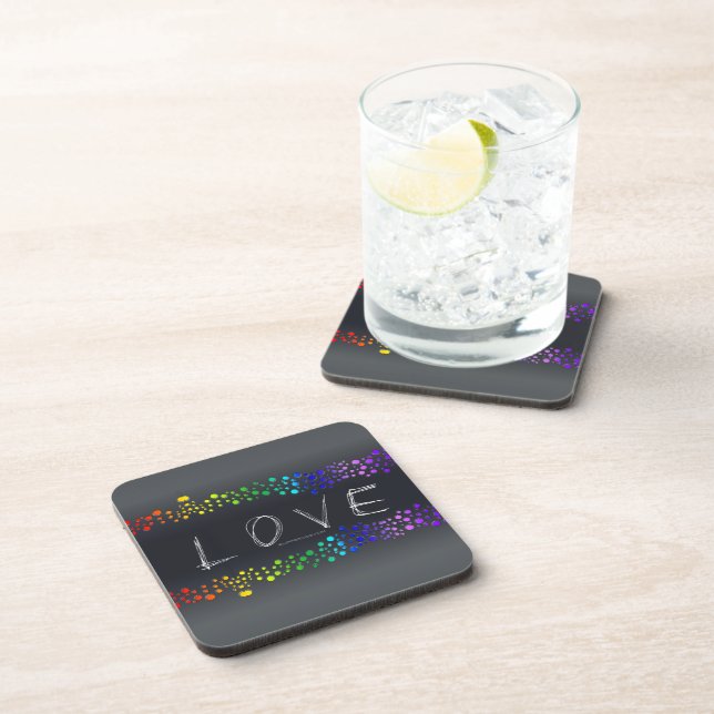 SlipperyJoe love bubbles red orange yellow green c Coaster (Right Side)