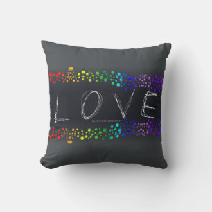SlipperyJoe love bubbles red orange yellow green c Cushion