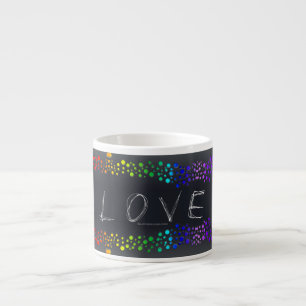 SlipperyJoe love bubbles red orange yellow green c Espresso Cup