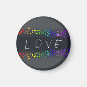 SlipperyJoe love bubbles red orange yellow green c Magnet