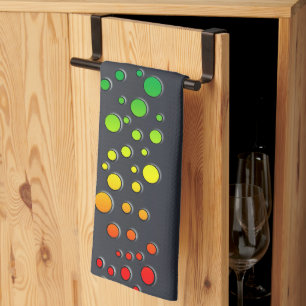 SlipperyJoe love bubbles red orange yellow green c Tea Towel