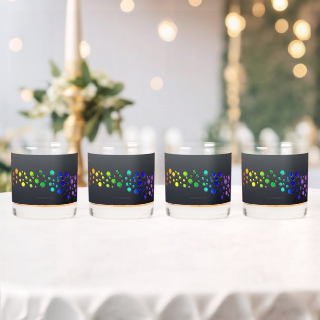 SlipperyJoe love bubbles red orange yellow green c Whiskey Glass (Insitu (Wedding))