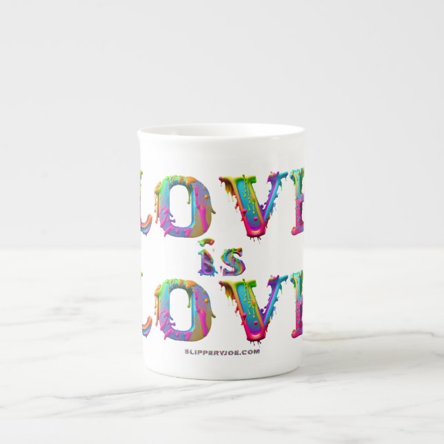 SlipperyJoe love is love dripping melting dynamic  Bone China Mug (Front)