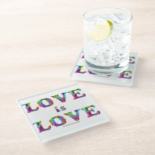 SlipperyJoe love is love dripping melting dynamic  Glass Coaster