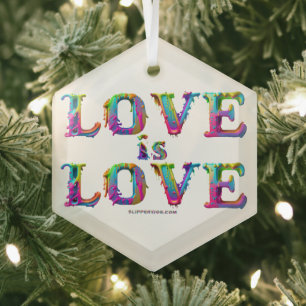 SlipperyJoe love is love dripping melting dynamic  Glass Tree Decoration