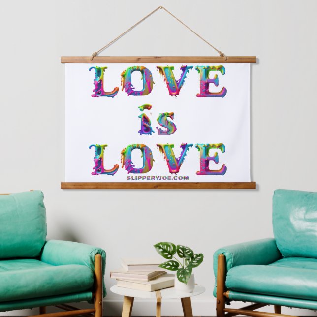 SlipperyJoe love is love dripping melting dynamic  Hanging Tapestry (Living Room)