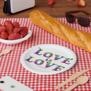 SlipperyJoe love is love dripping melting dynamic Paper Plate
