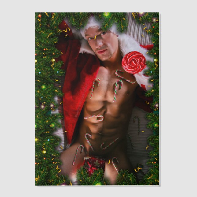 SlipperyJoe male chest six pack stomach bare torso Vellum Invitations (Front)