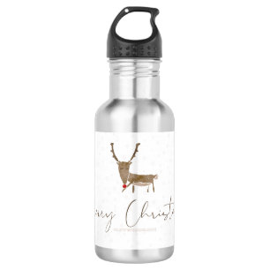 SlipperyJoe Merry Christmas reindeer red-nose antl 532 Ml Water Bottle