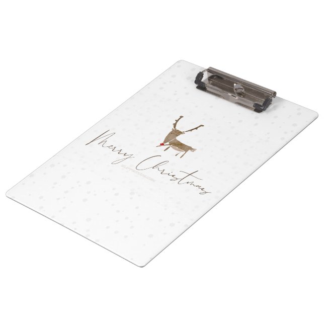 SlipperyJoe Merry Christmas reindeer red-nose antl Clipboard (Angled)