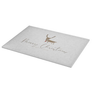 SlipperyJoe Merry Christmas reindeer red-nose antl Cutting Board