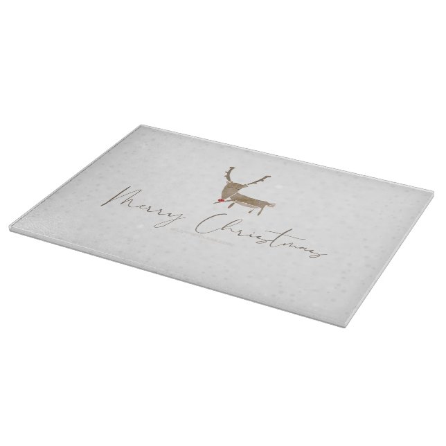 SlipperyJoe Merry Christmas reindeer red-nose antl Cutting Board (Corner)