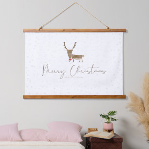 SlipperyJoe Merry Christmas reindeer red-nose antl Hanging Tapestry