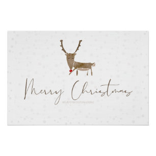SlipperyJoe Merry Christmas reindeer red-nose antl Poster