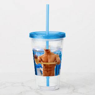 SlipperyJoe muscular man abs locker room tiled flo Acrylic Tumbler
